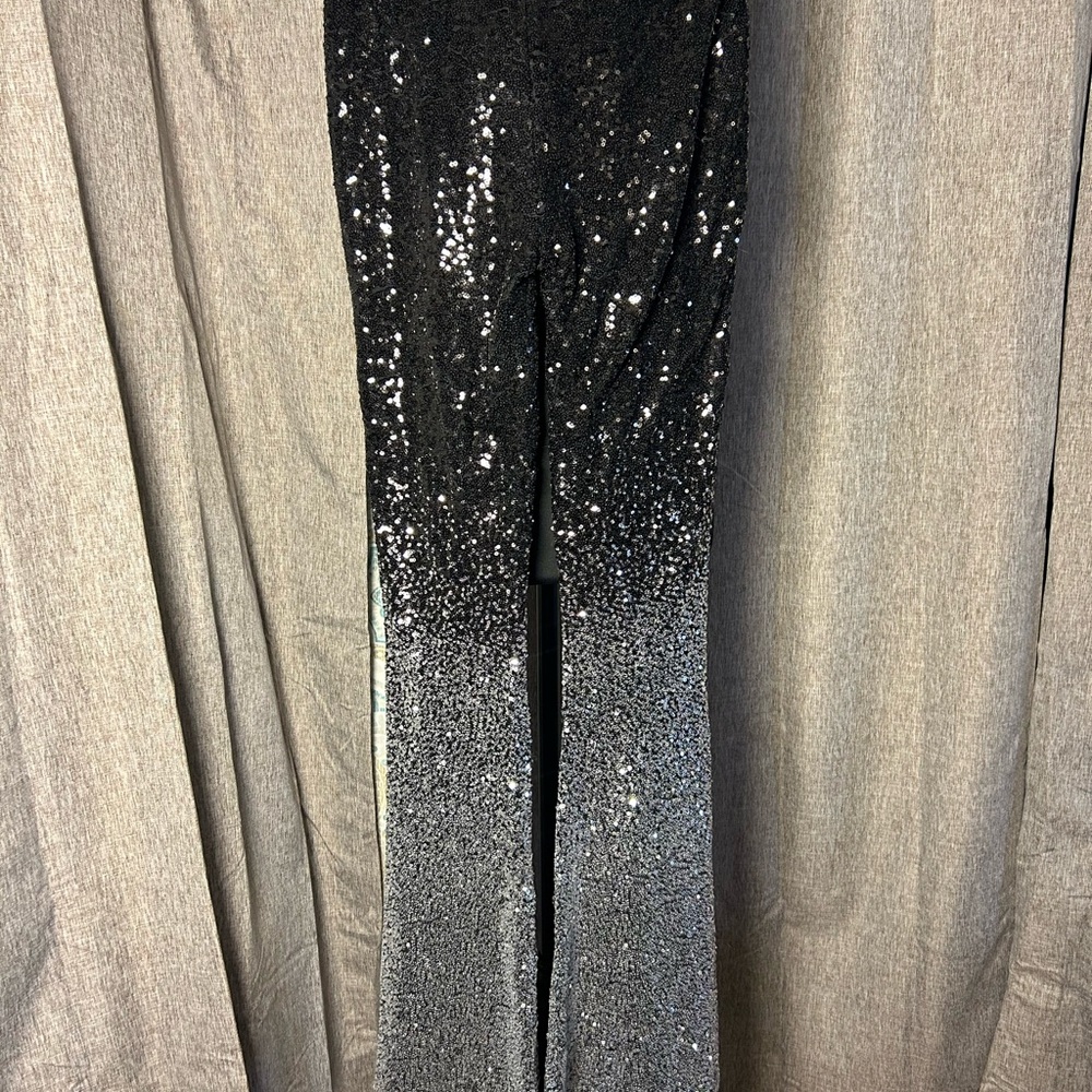 Bear Dance Black and Silver Sequin Flare Pants